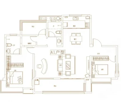  3室2厅2卫 147㎡户型图