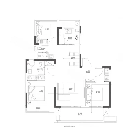  3室2厅2卫 119㎡户型图