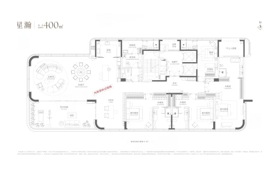  5室3厅6卫 400㎡户型图