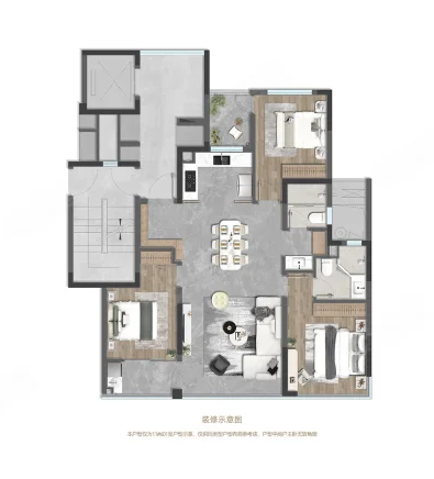  3室2厅2卫 110㎡户型图