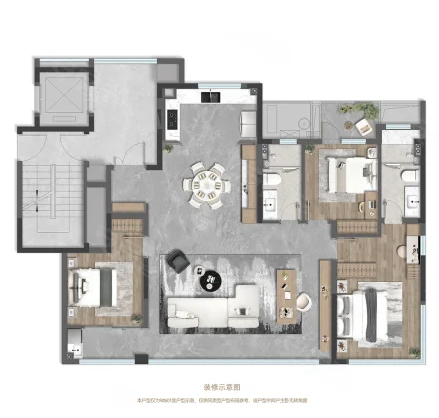  3室2厅2卫 137㎡户型图