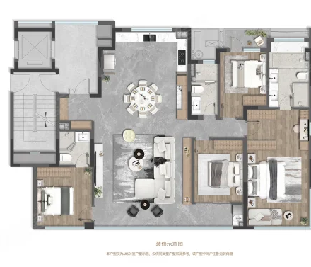  4室2厅3卫 165㎡户型图