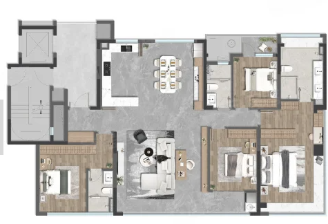  4室2厅3卫 175㎡户型图