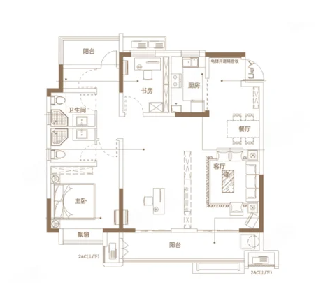 2室2厅2卫 125㎡户型图