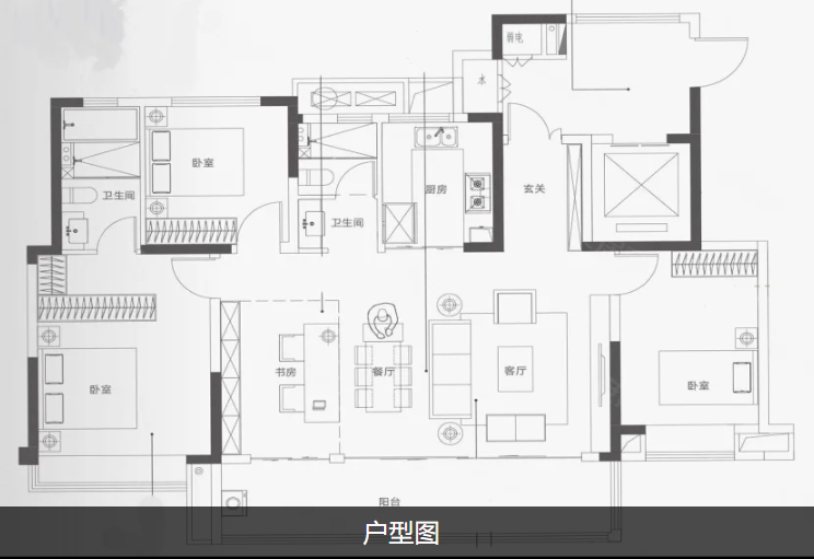  4室2厅2卫 143㎡户型图