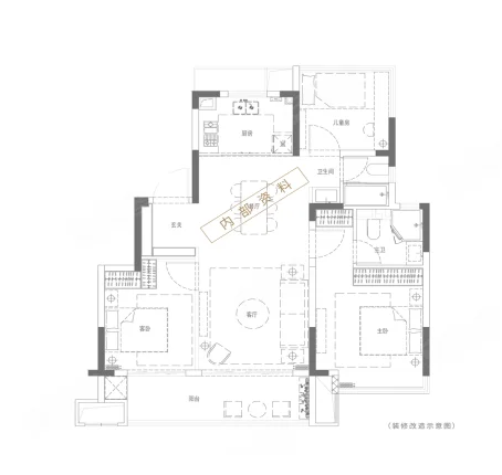  3室2厅2卫 110㎡户型图