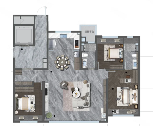  3室2厅2卫 152㎡户型图
