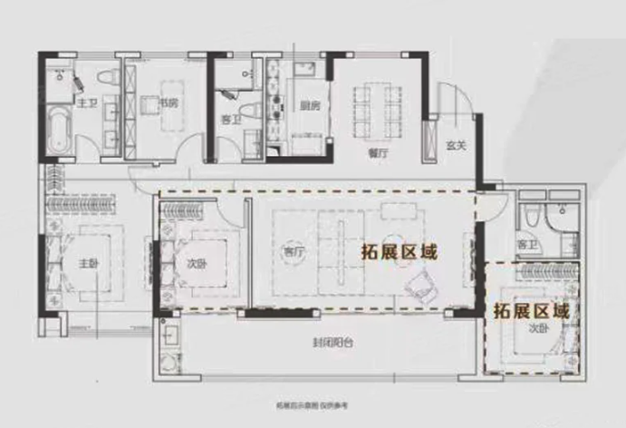  4室2厅3卫 187㎡户型图