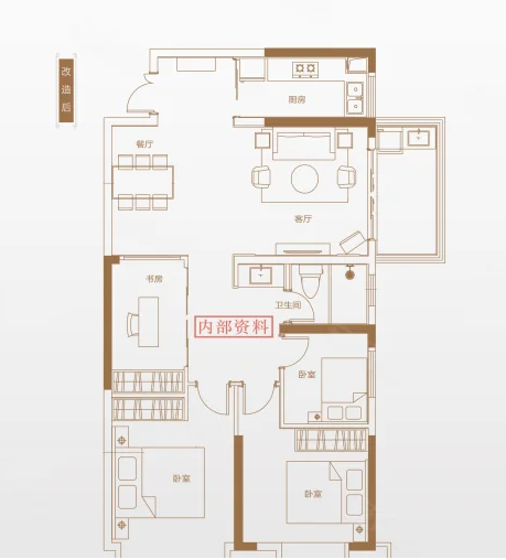  3室2厅1卫 119㎡户型图