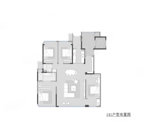  4室2厅2卫 141㎡户型图