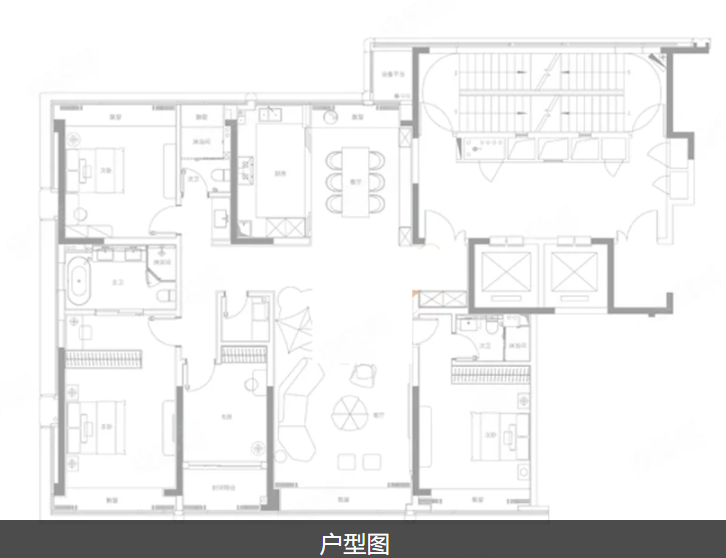  4室2厅3卫 212㎡户型图