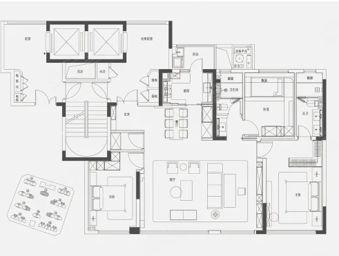  4室2厅2卫 135㎡户型图