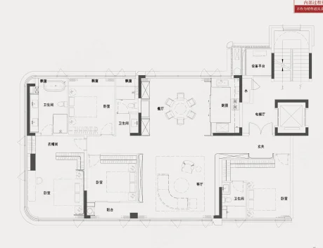  4室2厅2卫 176㎡户型图
