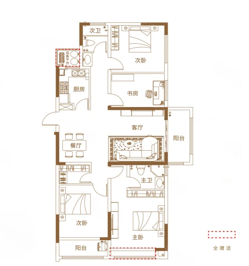  4室2厅2卫 145㎡户型图