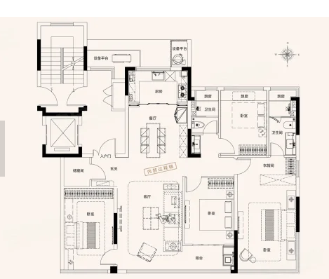  4室2厅2卫 148㎡户型图