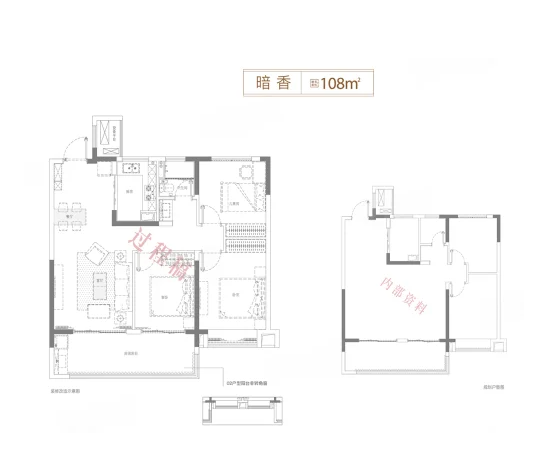  3室2厅1卫 108㎡户型图