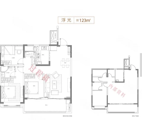  3室2厅2卫 123㎡户型图