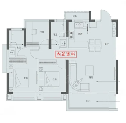  3室2厅2卫 109㎡户型图