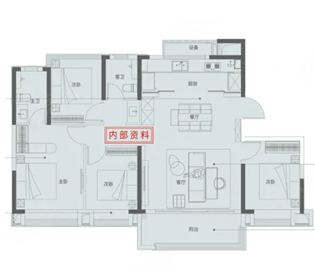  4室2厅2卫 137㎡户型图