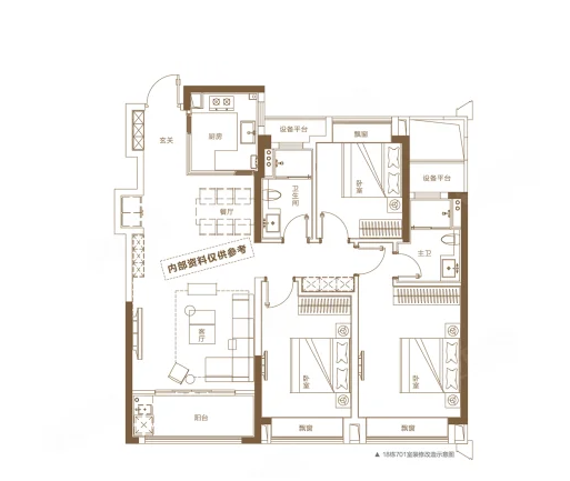  3室2厅2卫 120㎡户型图