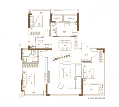  3室2厅2卫 130㎡户型图
