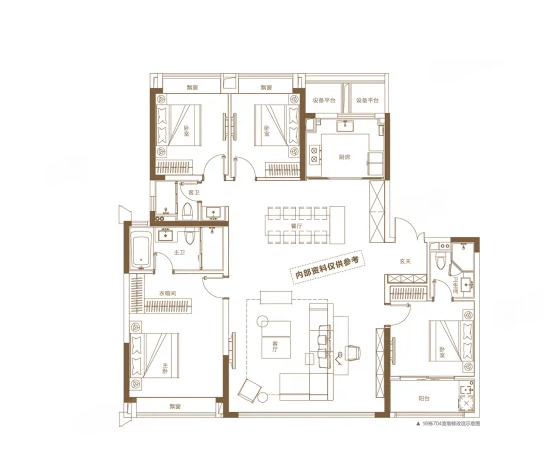  4室2厅3卫 182㎡户型图