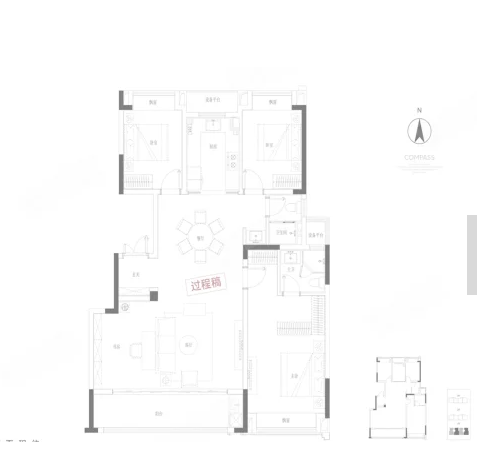  3室2厅2卫 142㎡户型图