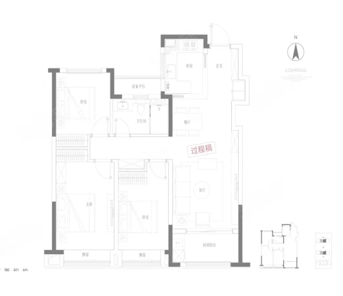 3室2厅1卫 110㎡户型图