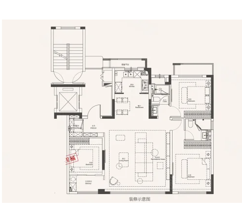  3室2厅2卫 117㎡户型图