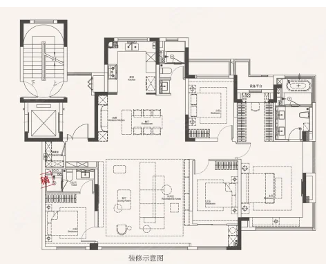  4室2厅3卫 163㎡户型图