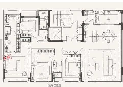  4室2厅3卫 209㎡户型图