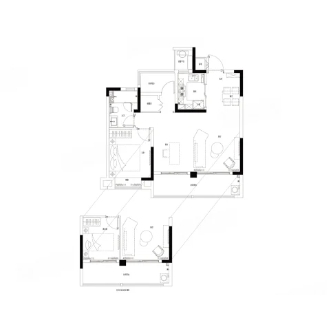  2室2厅1卫 89㎡户型图