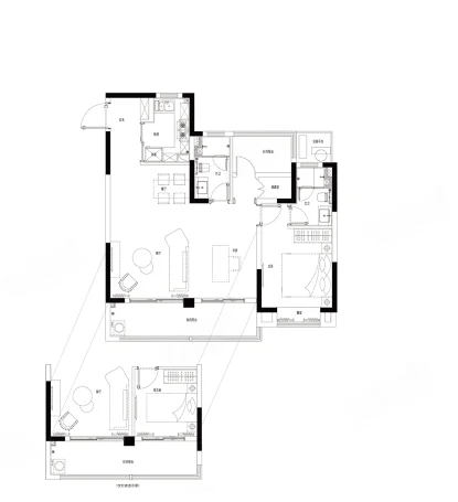  2室2厅2卫 99㎡户型图