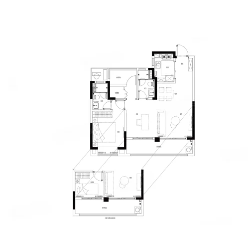  2室2厅2卫 99㎡户型图