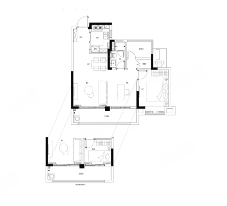  2室2厅1卫 89㎡户型图