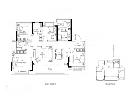  4室2厅2卫 125㎡户型图