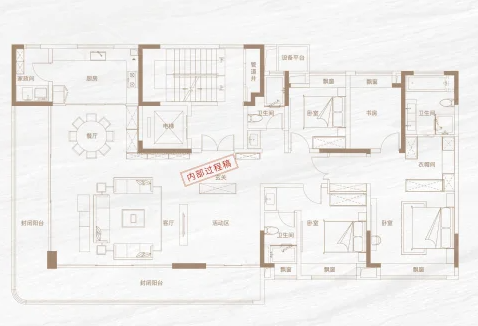  4室2厅3卫 251㎡户型图