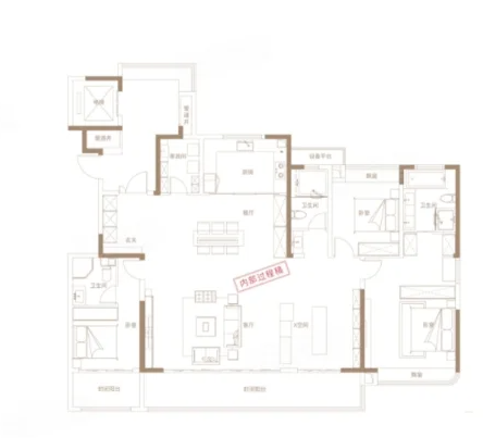  4室2厅3卫 230㎡户型图