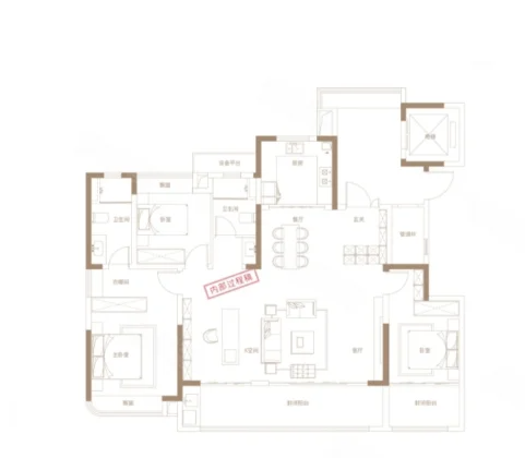  3室2厅2卫 167㎡户型图