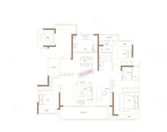  3室2厅2卫 145㎡户型图