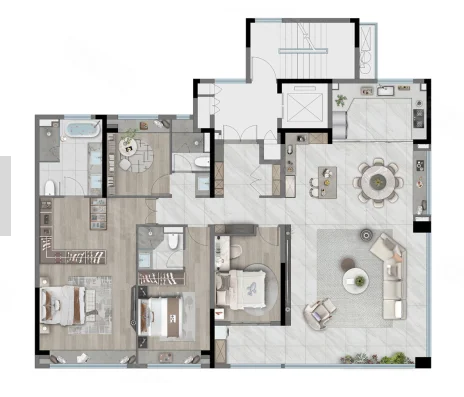  4室2厅3卫 223㎡户型图