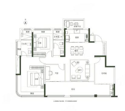  4室2厅2卫 150㎡户型图