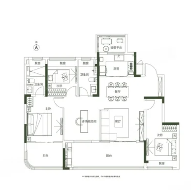  4室2厅2卫 136㎡户型图
