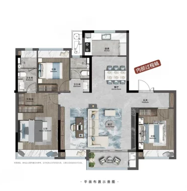  3室2厅2卫 137㎡户型图
