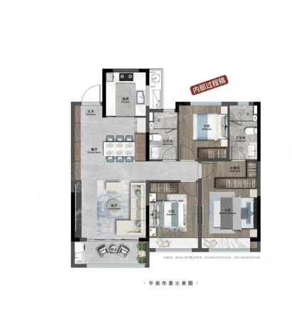  3室2厅2卫 115㎡户型图