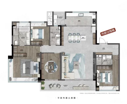  4室2厅3卫 188㎡户型图