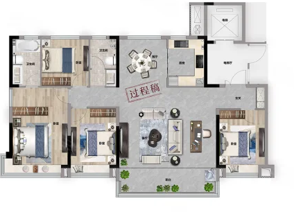  4室1厅2卫 160㎡户型图