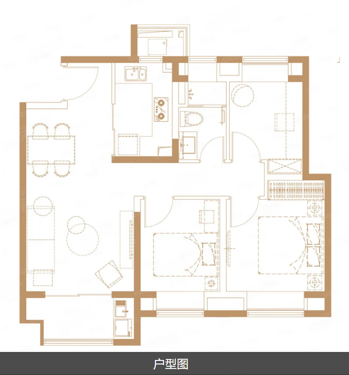  3室2厅1卫 89㎡户型图