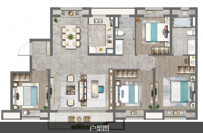  4室2厅2卫 151㎡户型图