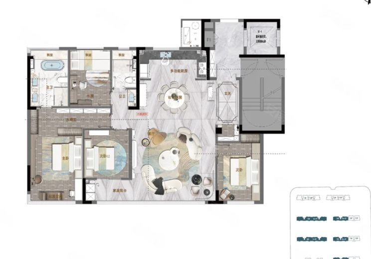  4室2厅2卫 147㎡户型图